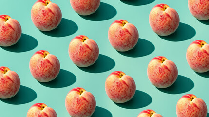 peach pattern on light green background pop art design, banner design 