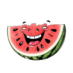 Obraz premium Cartoon of a laughing watermelon slice