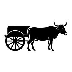 Ox Cart Simple Vector Silhouette Icon