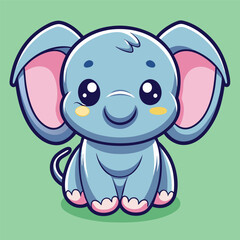 Fototapeta premium Cute light blue elephant cartoon