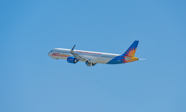 Jet2 Holidays Airbus A321 departing Manchester Airport