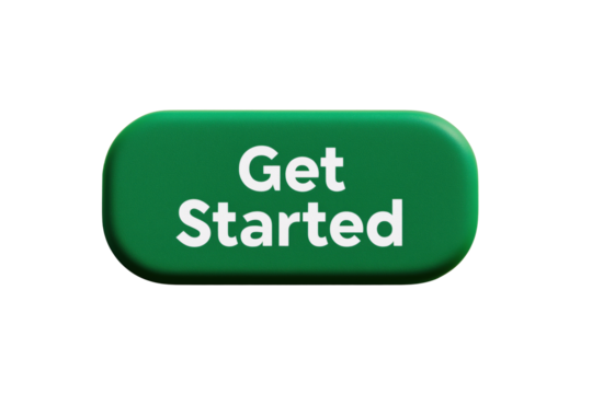Grüner Webbutton mit Get Started Schriftzug PNG mit transparentem Hintergrund

