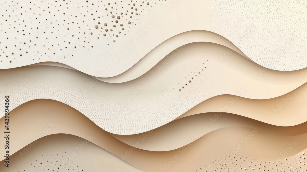Poster abstract background with soft ecru tones dotted design and eggshell paper texture