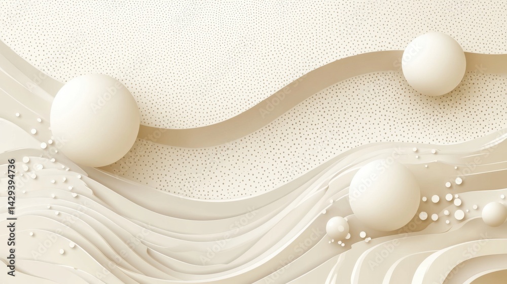 Poster abstract background with soft ecru tones dotted design and eggshell paper texture