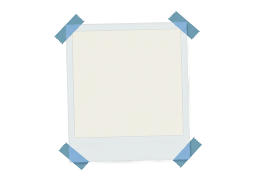 Photo frame with tape mockup — transparent background