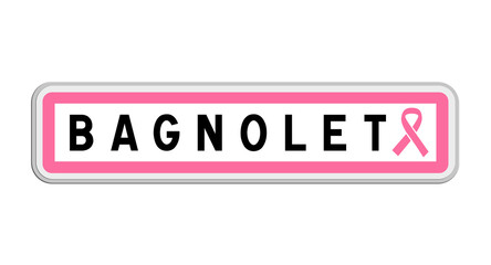 Panneau de sortie de Bagnolet, Seine-Saint-Denis, Île-de-France avec Ruban Octobre Rose