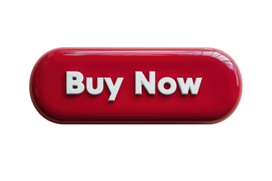 Roter 3D-Webbutton mit Buy Now Schriftzug PNG mit transparentem Hintergrund

