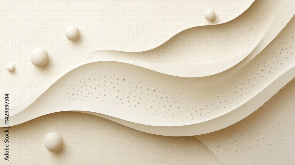 Poster abstract background with soft ecru tones dotted design and eggshell paper texture