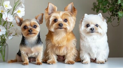 Adorable small dogs portrait cute fluffy pets animal photography