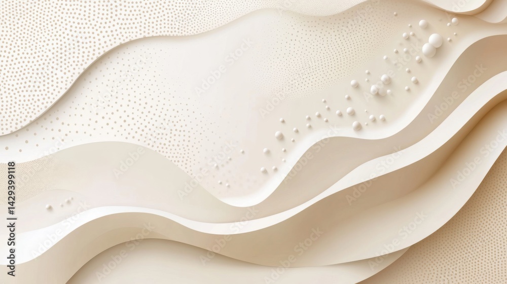 Poster abstract background with soft ecru tones dotted design and eggshell paper texture