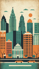 Obraz premium City Architecture. Oil painting. Printable pattern for wall decorations