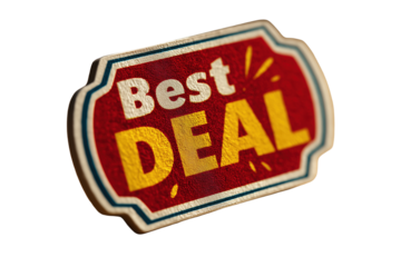 Best Deal Abzeichen im Retro-Stil mit Sonnenstrahlen-Design PNG mit transparentem Hintergrund

