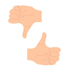 Signs no or negative and ok, yes, positive. Thumbs down dislike and up like