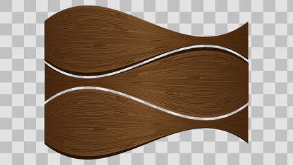 Wooden board sign blank promotion and decoration with transparent background. Wood banner billboard in old vintage style. Dark wood on wall