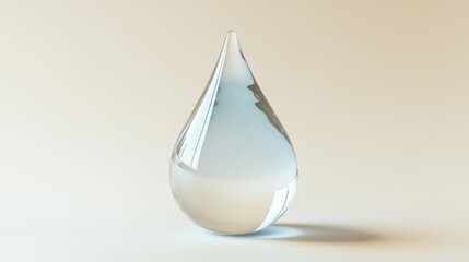 Fototapeta premium Transparent water droplet on a light beige background.