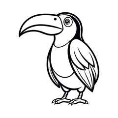 Tropical Toucan Outline Vector Silhouette for Jungle Design
