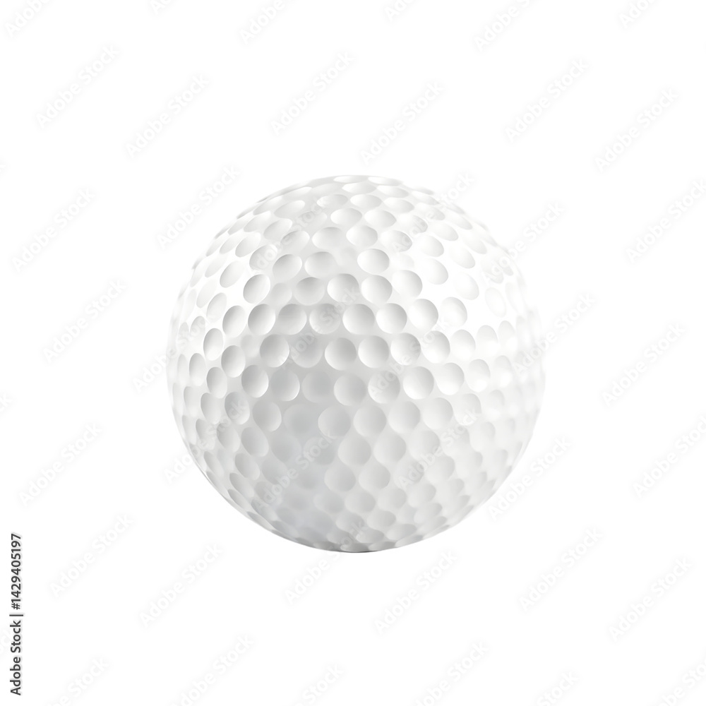 Poster pristine golf ball 3d render. detail and precision design. a perfect sphere on white. ideal for spor