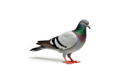 Fototapeta premium Elegant Rock Dove a stunning bird isolated on a pure white background detailed feathers and vibrant