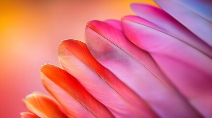 Obraz premium Vibrant Pink and Orange Bird Feathers Close Up