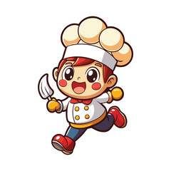 Cartoon chef character running with a spatula