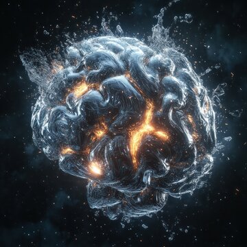 Exploding Brain with Abstract Art.