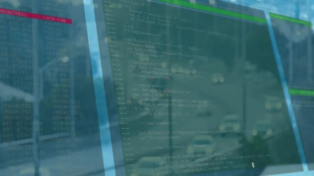 Overlapping computer screens displaying code and terminal logs, highlighting hex data and JS editor