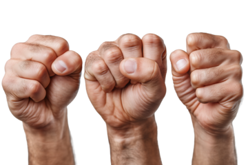 Männerfaust in verschiedenen Positionen PNG mit transparentem Hintergrund

