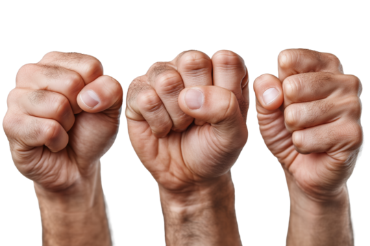 Männerfaust in verschiedenen Positionen PNG mit transparentem Hintergrund

