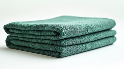 A green folded cotton napkin is neatly displayed against a white background for a clean presentation