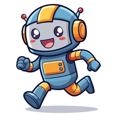 Cute cartoon robot running (1)