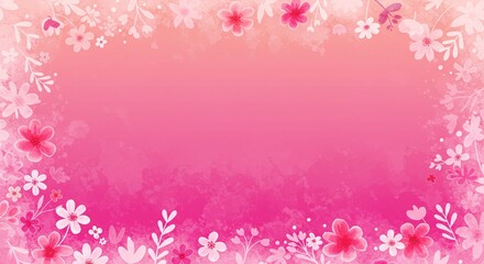 Pink Floral Watercolor Background Delicate Blossom Frame Romantic Spring Design
