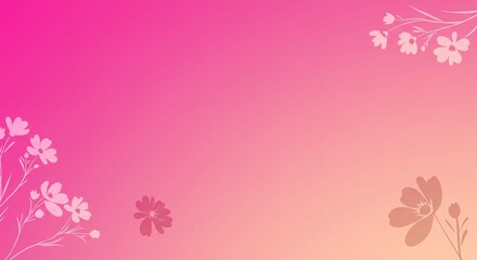 Fototapeta premium Pink and Peach Gradient Background with Delicate Floral Design Perfect for Feminine Branding