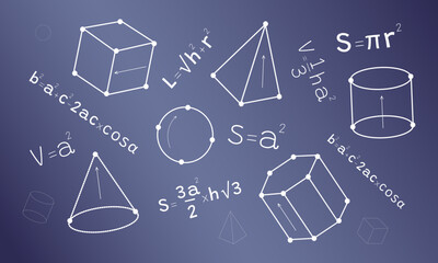 Geometric formulas and shapes background
