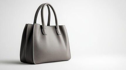 Naklejka premium Gray faux leather handbag with soft matte finish, isolated on white background