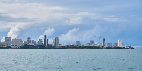 Panoramic view of Pattaya from the sea, Thailand	                               