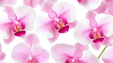 Pink Orchid Flower Seamless Pattern Botanical Background