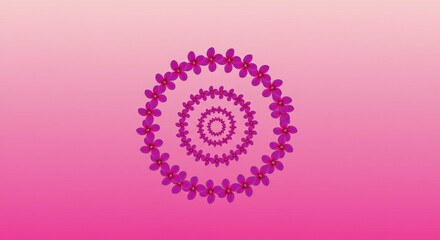 Pink Floral Mandala Design Spiral Flower Pattern on Gradient Background