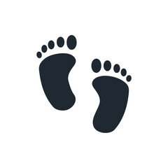 Human foot and shoe print icon in black color on white background 