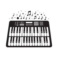 Digital Harmony: A Sleek Collection of Keyboard Vector Silhouettes Capturing the Modern Design, Versatility, and Musical Energy of This Iconic Electronic Instrument in Motion.