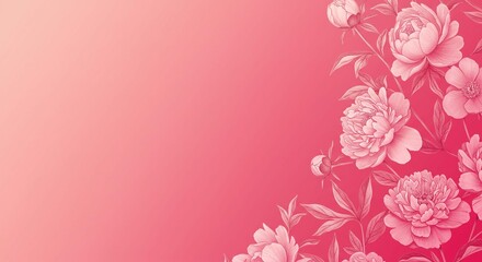 Fototapeta premium Elegant Pink Peonies Floral Design Botanical Illustration Wedding Invitation Background