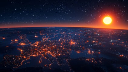 Obraz premium European Night Sky Sunrise