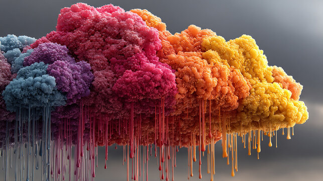 A glowing digital cloud releases streams of data like futuristic rain symbolizing the seamless flow of information connectivity cloud storage and the evolution of cloud computing technology

