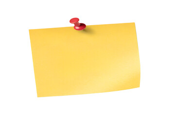 Yellow Sticky Note with Red Push Pin Transparent Background
