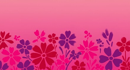 Vibrant Pink and Purple Floral Design Pretty Flower Border Feminine Background