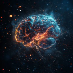 Fototapeta premium Glowing Brain with Cosmic Background