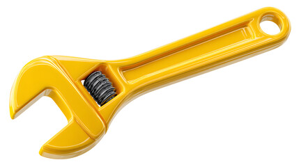 Obraz premium Bright yellow adjustable wrench designed for mechanics and DIY enthusiasts.