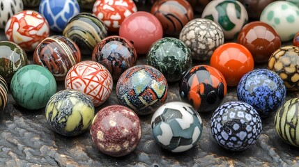 Vibrant Collection of Ornate Glass Marbles
