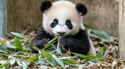Obraz premium Giant panda close up calm serene wildlife animal nature