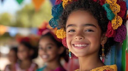 international childrens day festivities, childrens day celebration includes kids painting murals, dressed in cultural costumes, with adult supervision, outdoors with decorations and flags