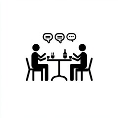 Two people dining, talking